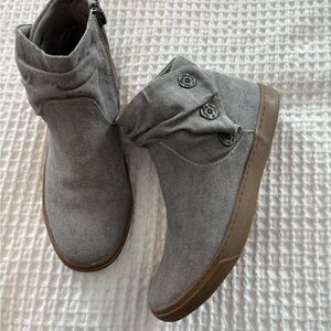 Blowfish Gray Canvas Kids Ankle Booties with Button Detail
